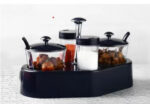 Ganesh trendy plastic condiment set with four cups
