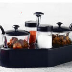 Ganesh trendy plastic condiment set with four cups