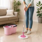 Quick Spin Mop With Steel Spin, Bucket Floor Cleaning, Easy Wheels & Big Bucket, Floor Cleaning Mop with Bucket - Bac...
