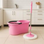 Quick Spin Mop With Steel Spin, Bucket Floor Cleaning, Easy Wheels & Big Bucket, Floor Cleaning Mop with Bucket - Nec...