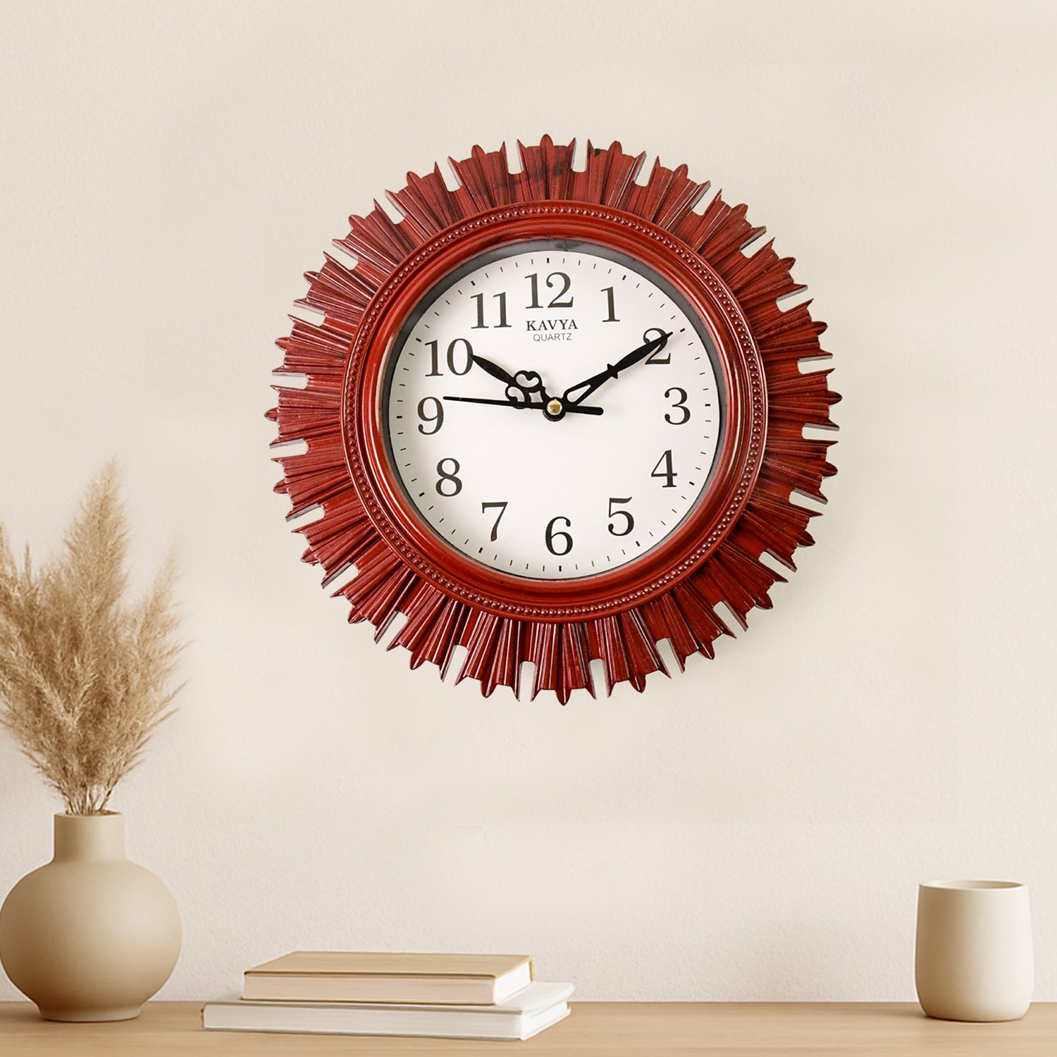 Wall-Clock-01_824792b8-8a93-434a-b3eb-4a39dda60f91.jpg Wooden Look Round Wall Clock – Battery Operated Easy-to-Read Design for Home/Office - Front View by Nari Haat, Indi...