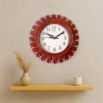 Wooden Look Round Wall Clock – Battery Operated Easy-to-Read Design for Home/Office - Neckline Detail by Nari Haat,...