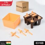 Plastic Kulfi Mold, Kulfi Molds 8 pcs Tray Ice Cream Mold (Brown Box) - Closeup Embroidery by Nari Haat, Indian ethni...