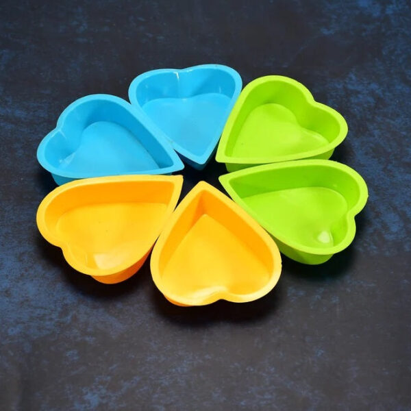 Heart-Shaped Silicone Cake Mold – Baking Tools & Bakeware (Pack of 6) - Front View by Nari Haat, Indian ethnic wear...