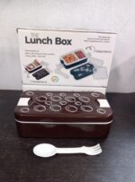 Airtight Lunch Box – 2-Compartment Leak-Proof Food-Grade Box with Spoon - Neckline Detail by Nari Haat, Indian ethn...