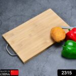 Thick Wooden Bamboo Kitchen Chopping Board with Holder for Fruits & Meat - Image 2