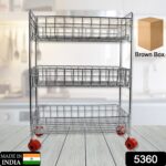 3-Tier Stainless Steel Kitchen Trolley - Neckline Detail by Nari Haat, Indian ethnic wear, women clothing, designer suit