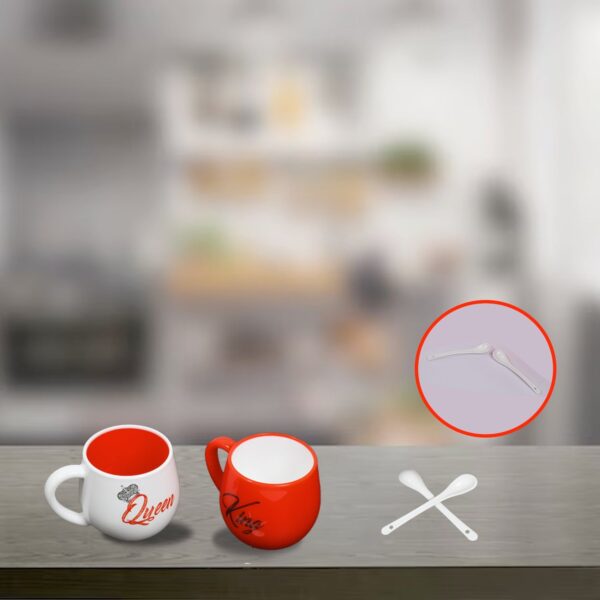 King & Queen Printed Couple Matching Coffee / Tea Plastic Coffee Mug (300ml Set of 2) - Front View by Nari Haat, Indi...