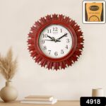 Wooden Look Round Wall Clock – Battery Operated Easy-to-Read Design for Home/Office - With Dupatta by Nari Haat, In...