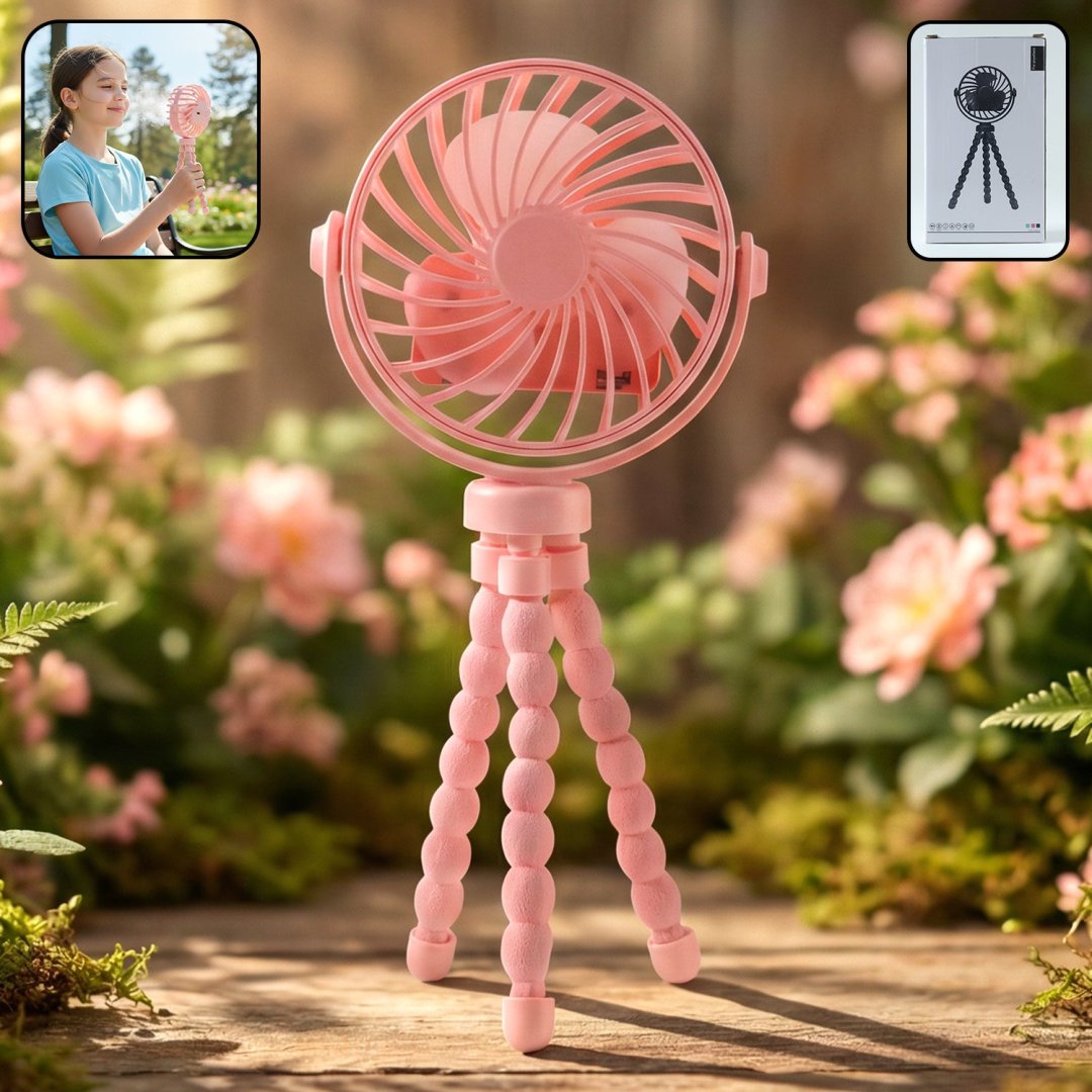 Portable Rechargeable Fan with Flexible Tripod Stand