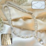 Luxury crystal and pearl beaded curtain tieback with twisted rope