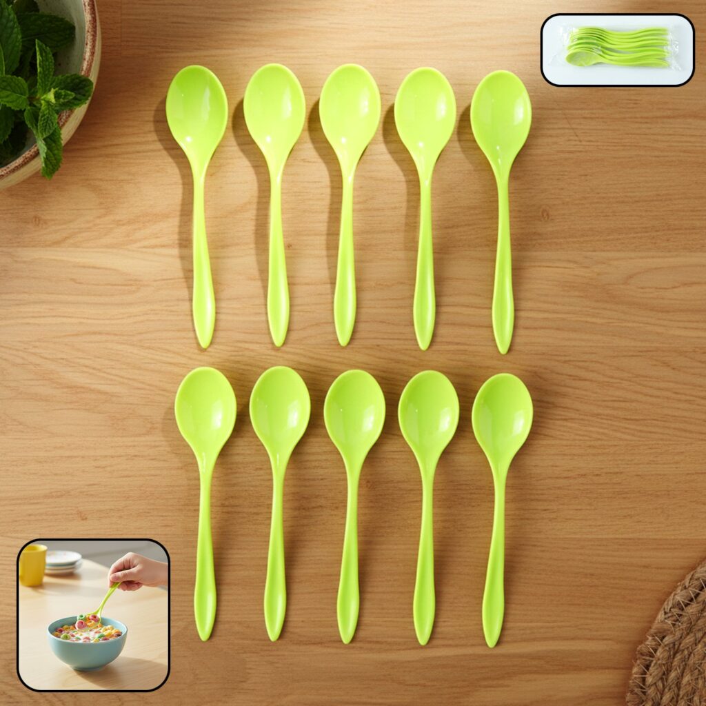 Set of 10 Fancy Spoons for Eating and Serving Food