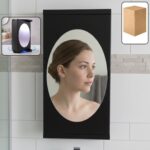 Wall Mounted Black Rotating Storage Cabinet Organizer (1 Pc, 22x42 Cm)