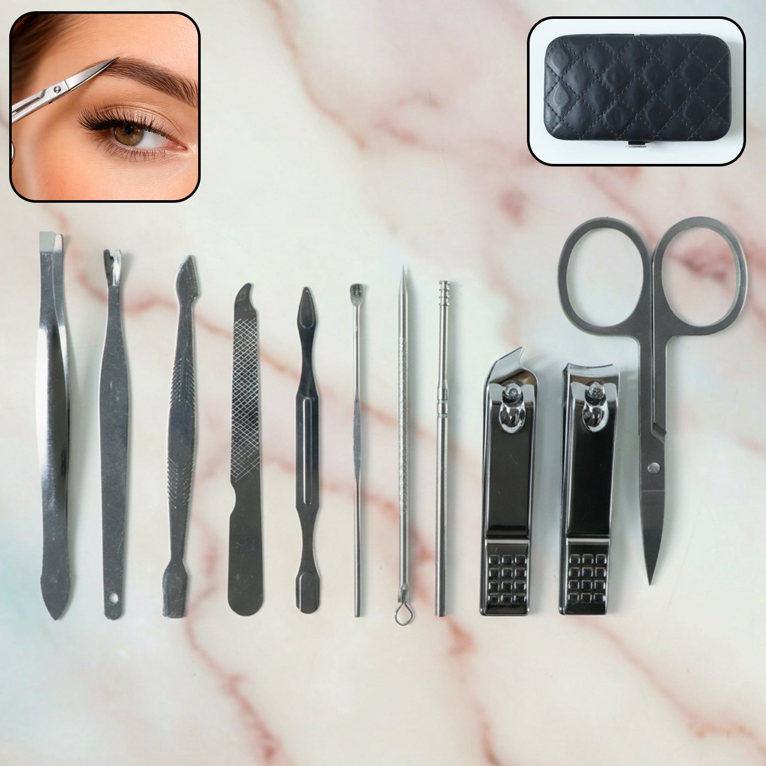 01_18065480-c3a1-498b-aeb2-5f27768ecf78.jpg 11 in 1 Stainless Steel Personal Grooming Manicure Pedicure Care Kit - Image 1
