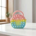 Rainbow round silicone Pop It coin purse with zipper