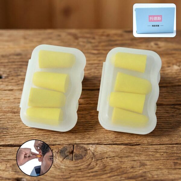 Soft Foam Noise Reduction Ear Plugs with Compact Storage Case (4 Pair / 8 Pcs)