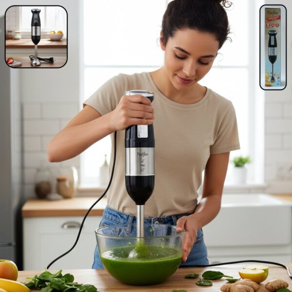 Stainless Steel Handheld Emulsion Blender With Four-blade Blade (300W / 1 Pc)