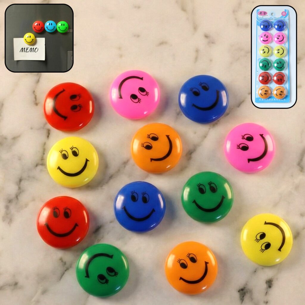 Colorful Smiley Face Magnetic Buttons Set