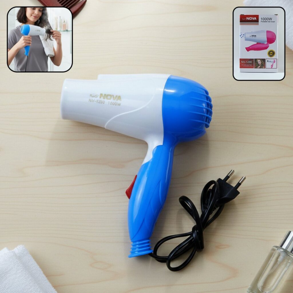 Foldable hair dryer with dual speed setting