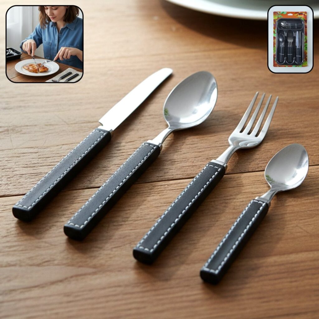 Premium Stainless Steel Cutlery Set with Tray