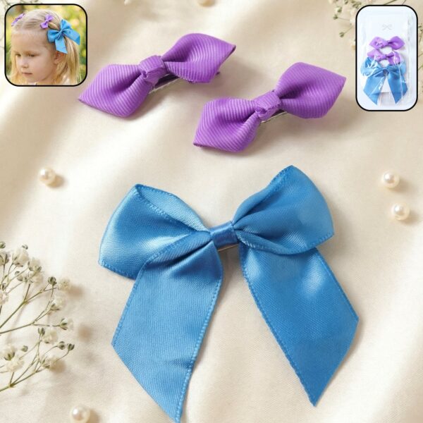 Elegant Satin Ribbon Bow Hair Clips Set