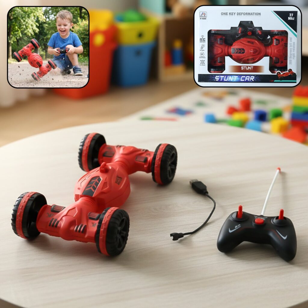 Remote Control One-Key Deformation Stunt Car