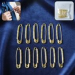 Decorative Golden Safety Pin Brooch Set (12 Pc Set)