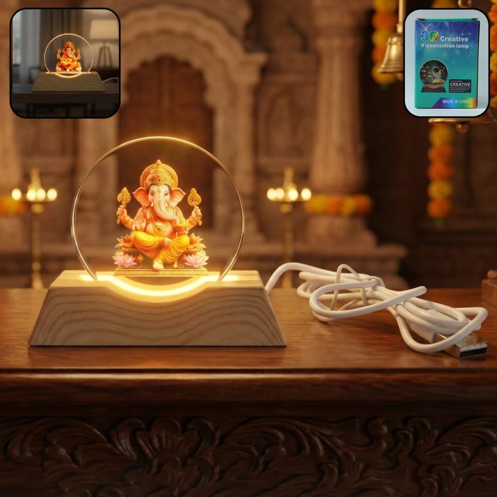 Premium 3D Lord Ganesha Acrylic LED Night Lamp