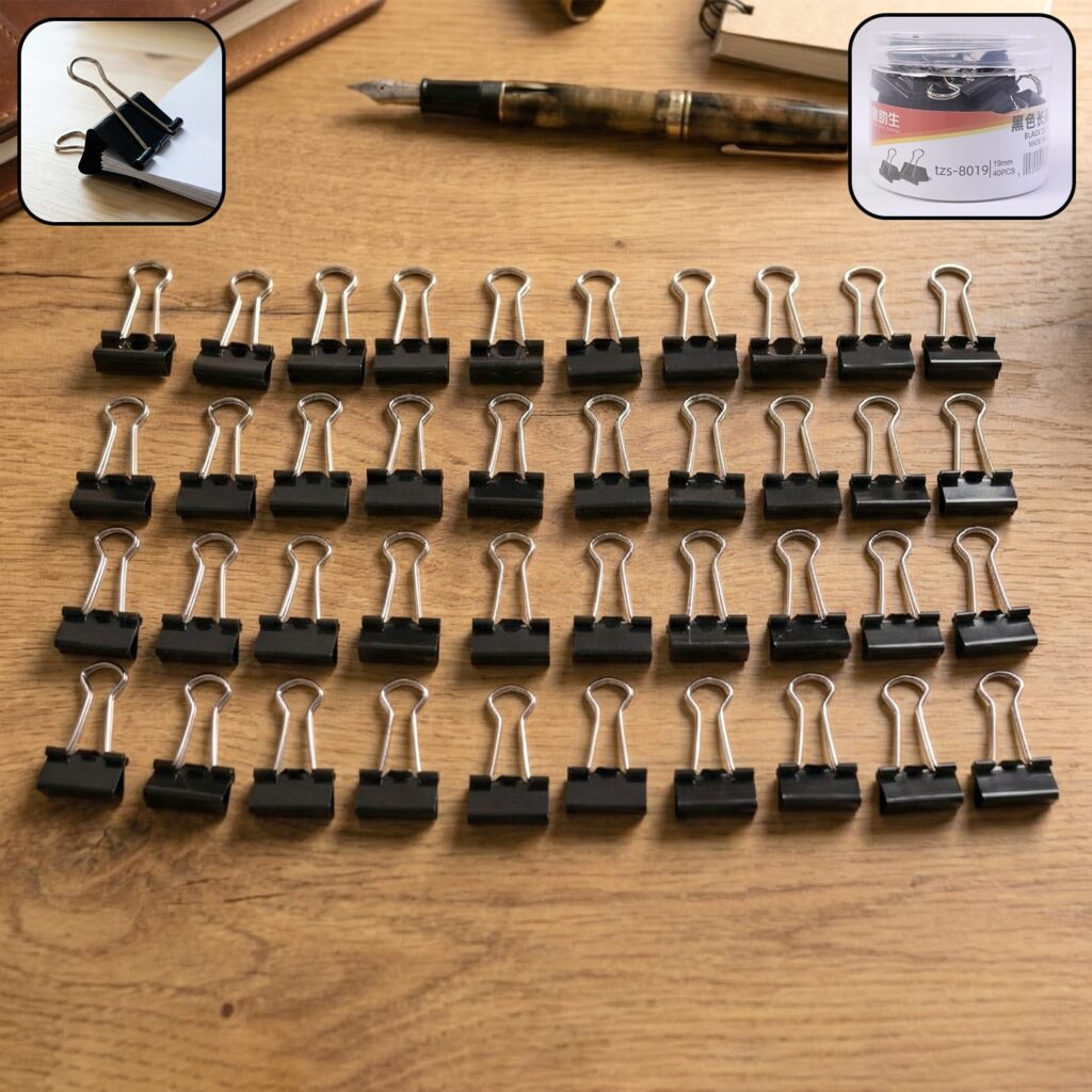 Heavy-Duty Black Binder Clips 19mm 40 Pc Set