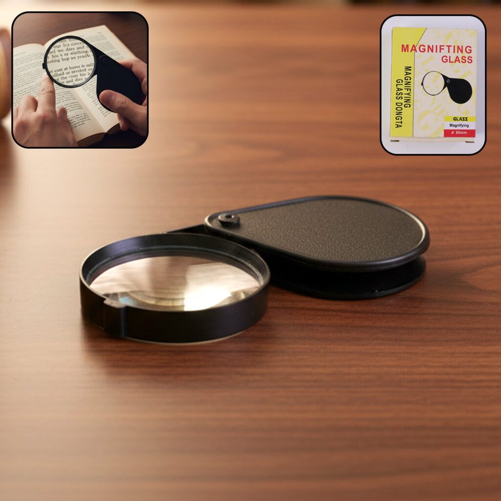 Portable Handheld Magnifying Glass with Folding Case