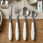 4 piece stainless steel cutlery set with marble design handles