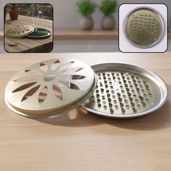 2-in-1 Metal Mosquito Coil Stand and Incense Burner