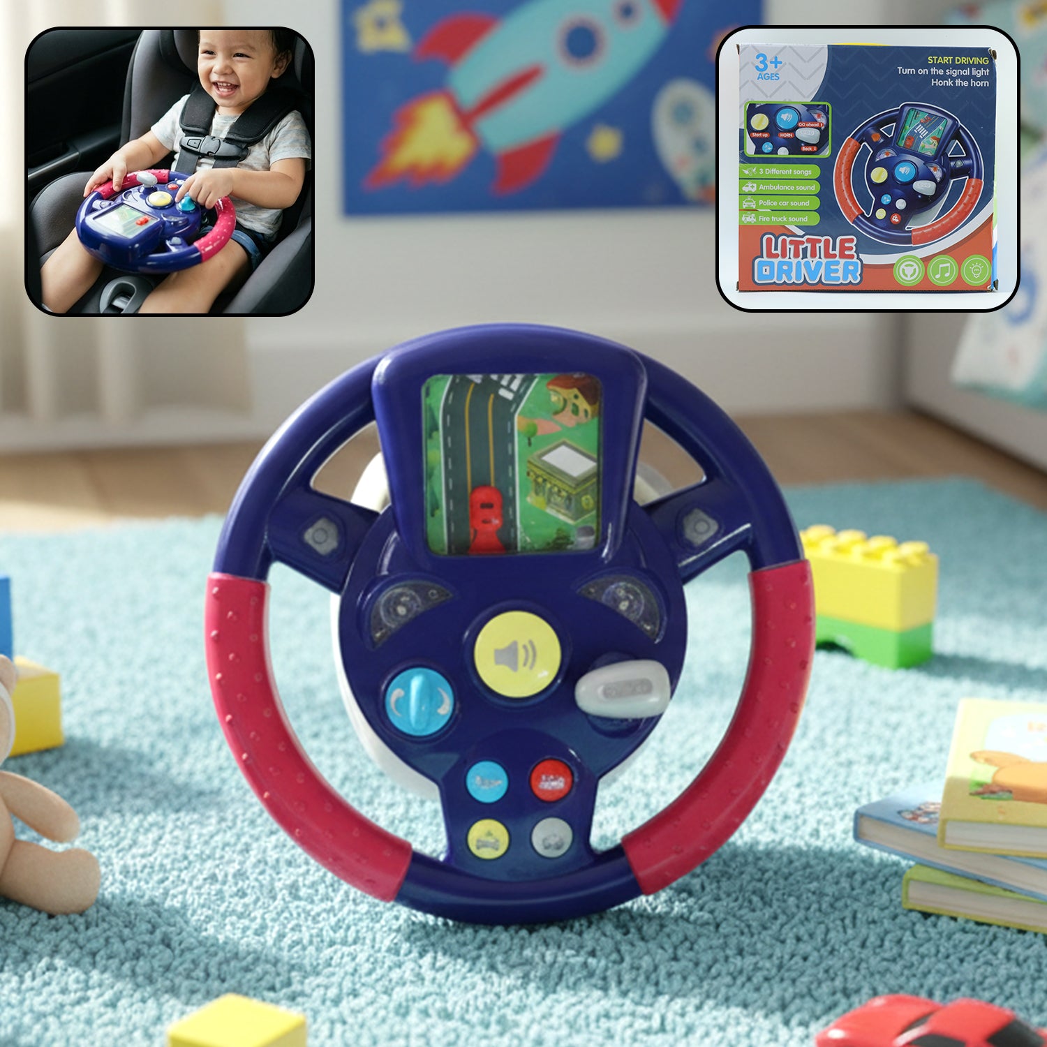 01_74da2541-ca37-4d69-b7ec-d8638f54dcd9.jpg Musical Steering Wheel Driving Toy (1 Pc) - Image 1