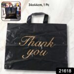 Large Black Thank You Printed Plastic Carry Bag (34 × 44 cm, 1 Pc) - Image 2