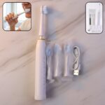 Rechargeable Electric Toothbrush White Color With 3 Extra head (1 Pc/ mix Color) - Image 4