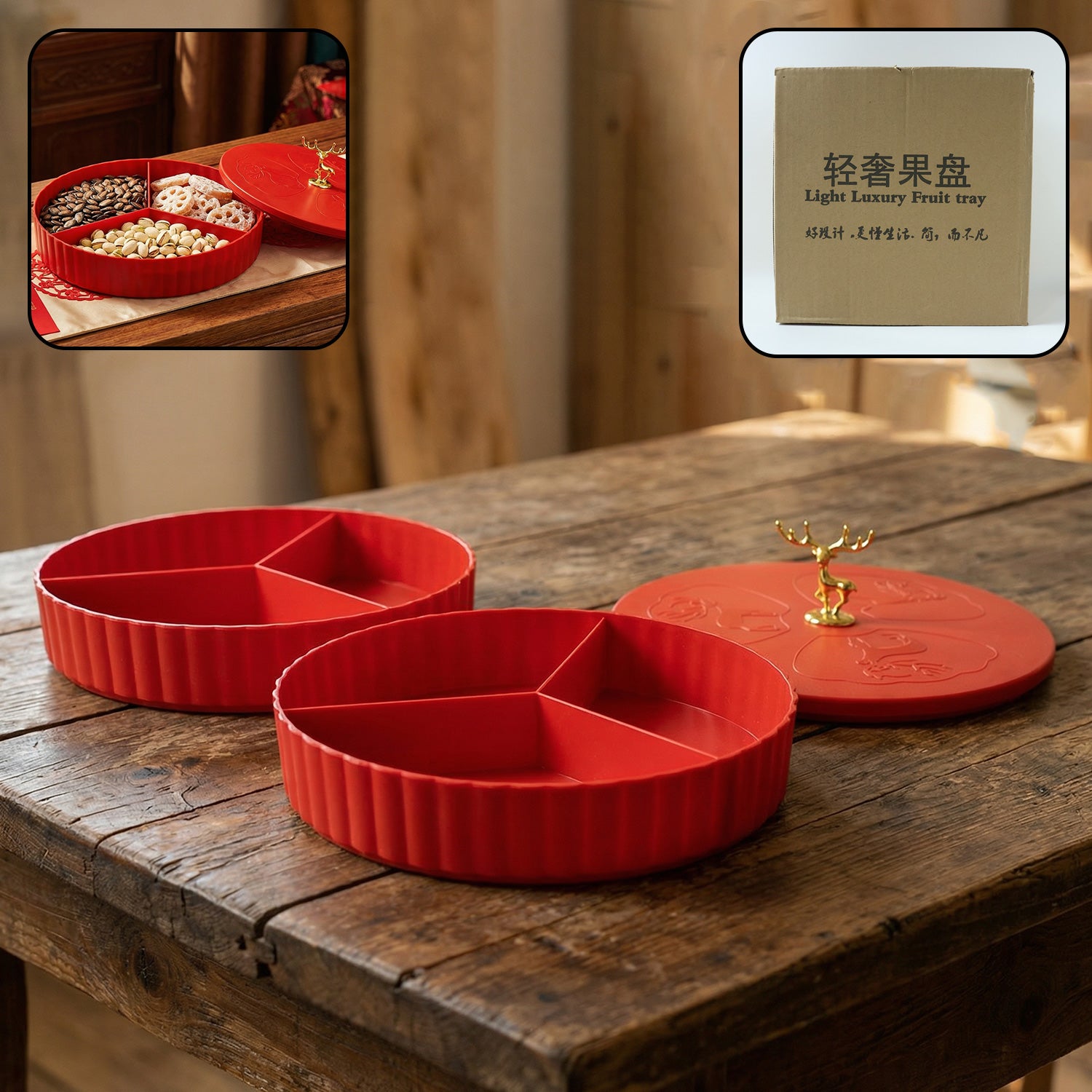 2 Layer Multipurpose Decorative Dry Fruit and Snack Serving Tray