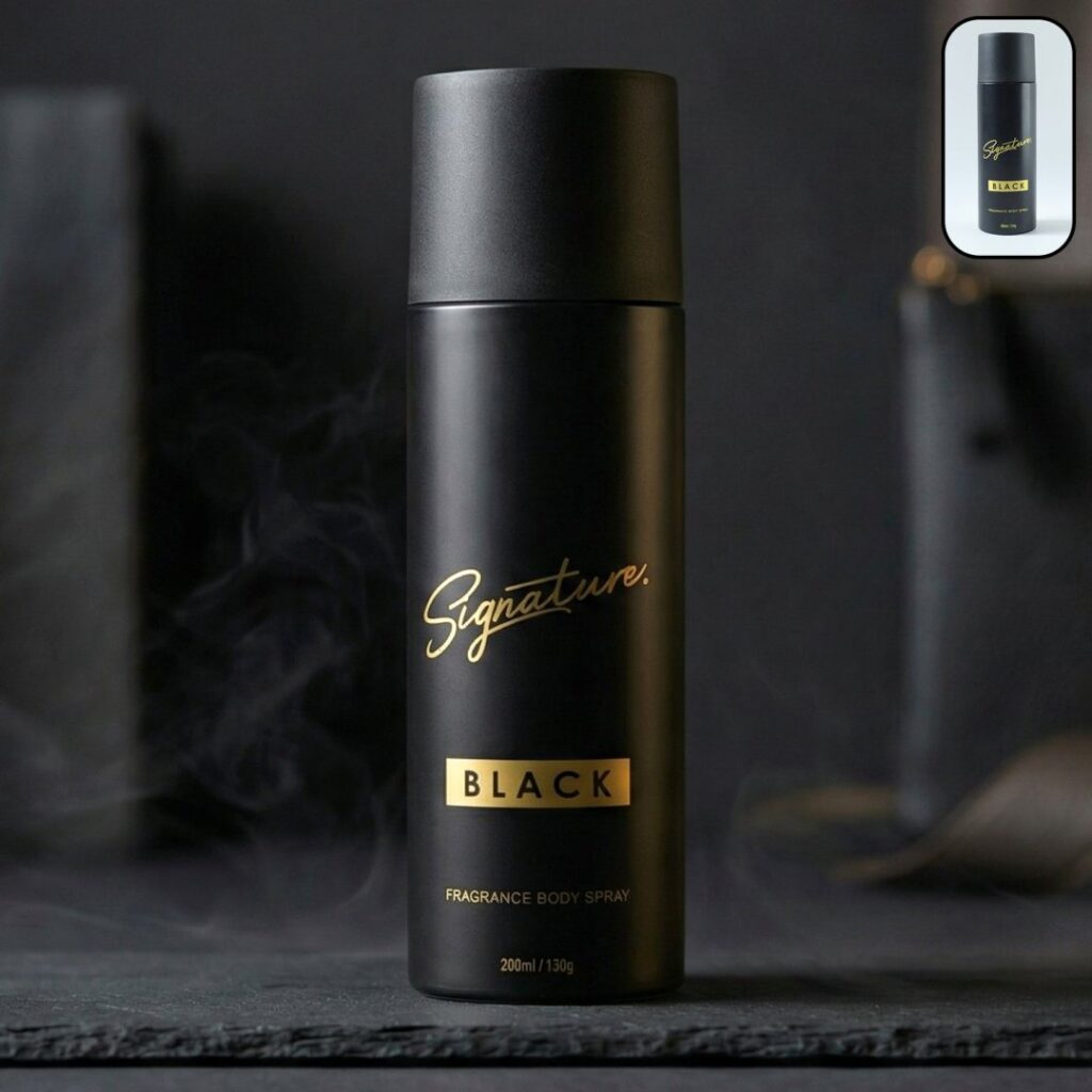 Signature Premium Black Fragrance Body Spray can