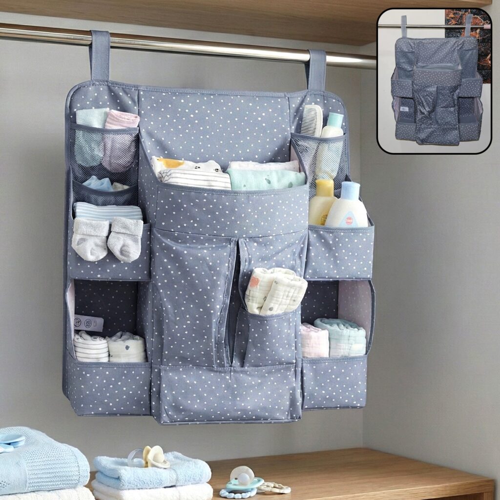 Multi-Pocket Hanging Baby Care Organizer for Nursery
