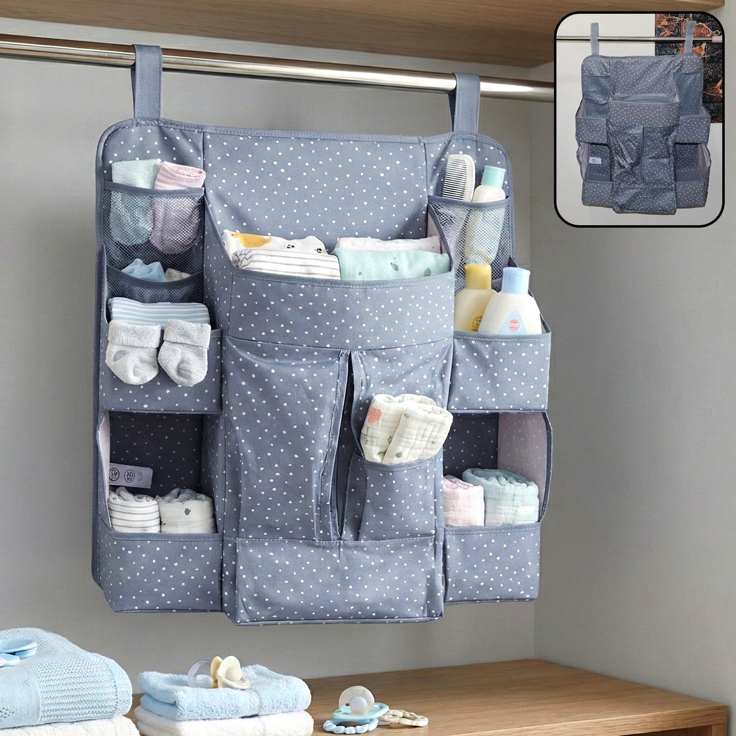 Multi-Pocket Hanging Baby Care Organizer for Nursery