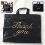 Premium Black Thank You Printed Plastic Carry Bag 30 × 39 Cm (1 Pc)