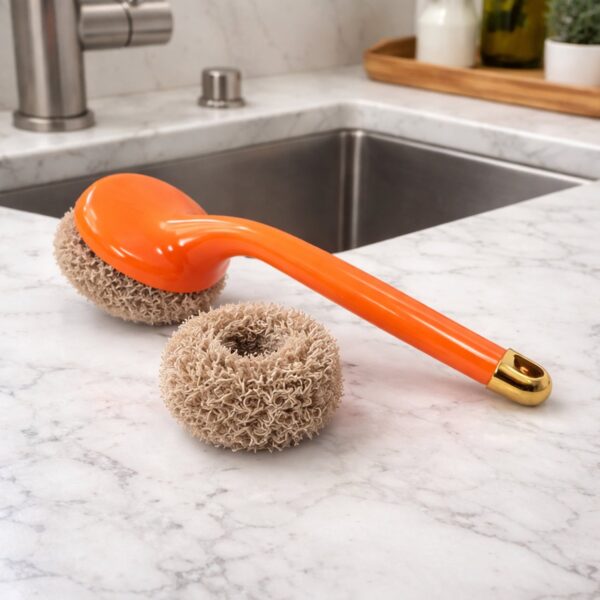 Heavy duty cleaning scrubber set with long handle
