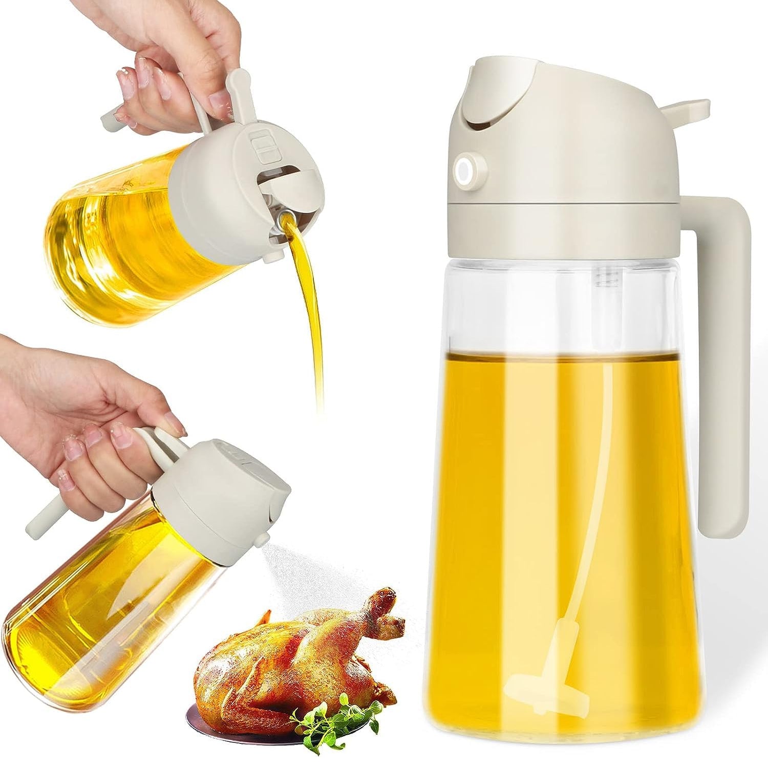 01_Oil-Sprayer.jpg 2-in-1 Multi-Purpose Glass Oil Dispenser Bottle (500 ml Approx) - Image 1