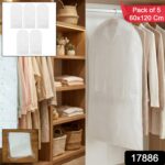 Pack of 5 Hanging Garment Cover Bags for Wardrobe (60 × 120 cm) - Image 2