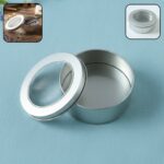 Round Metal Storage Tin Box with Transparent Window Lid (1 Pc, 9.5 x 9.5 Cm)