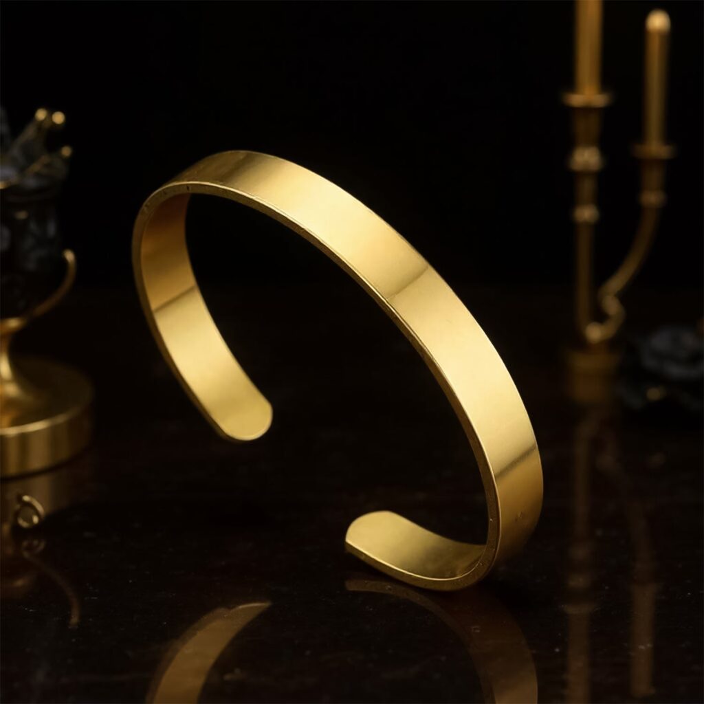 Elegant Gold Finish Open Cuff Bracelet