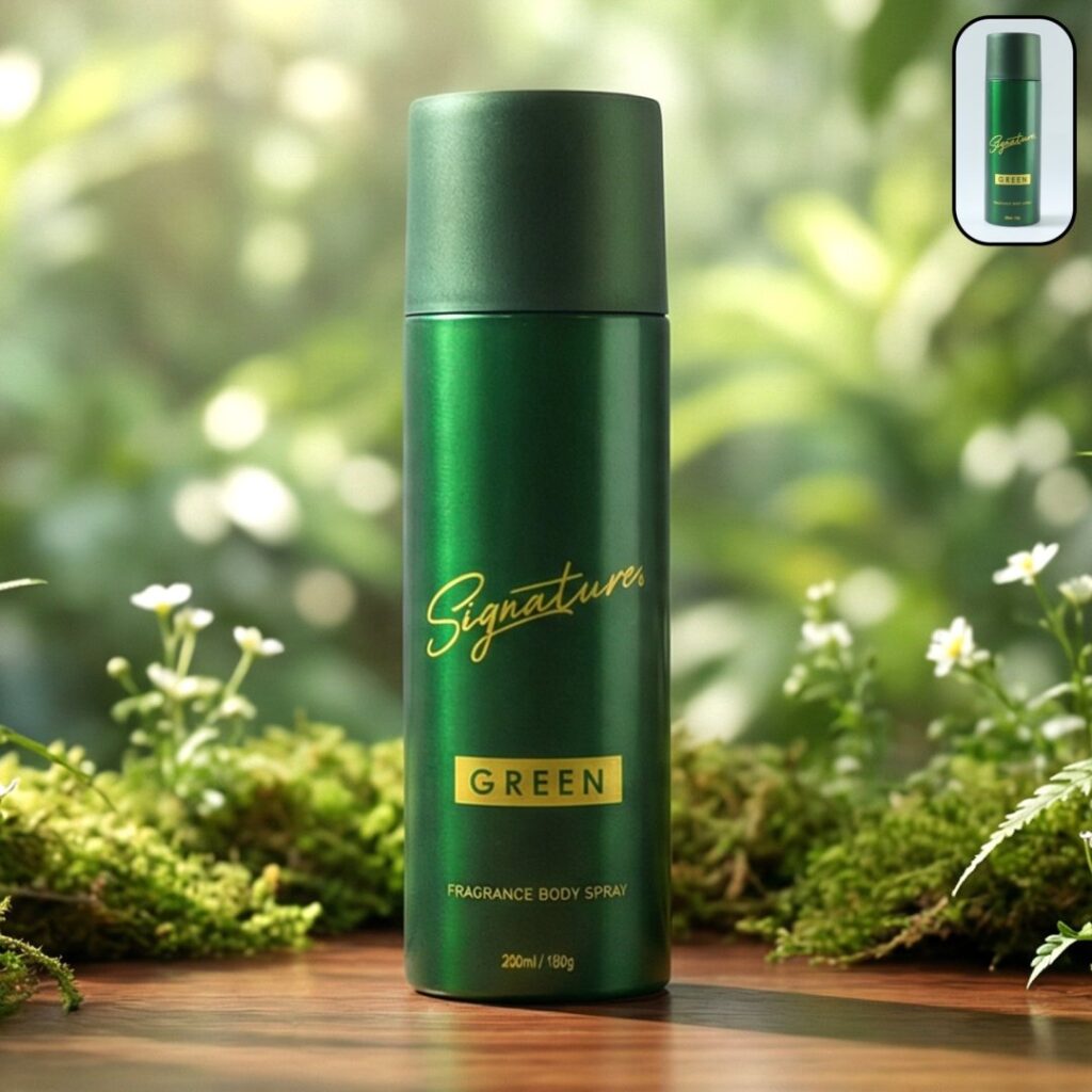 Signature Premium Green Fragrance Body Spray can