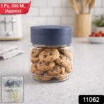 Airtight Transparent Kitchen Storage Jar with Secure Lid (1 Pc / 500 ML Approx) - Image 2
