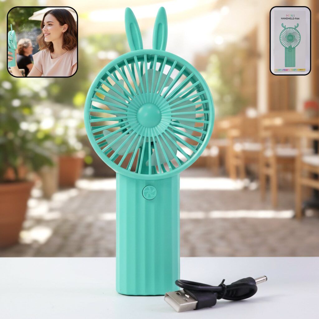Cute Bunny Ear Design Portable USB Rechargeable Mini Handheld Fan