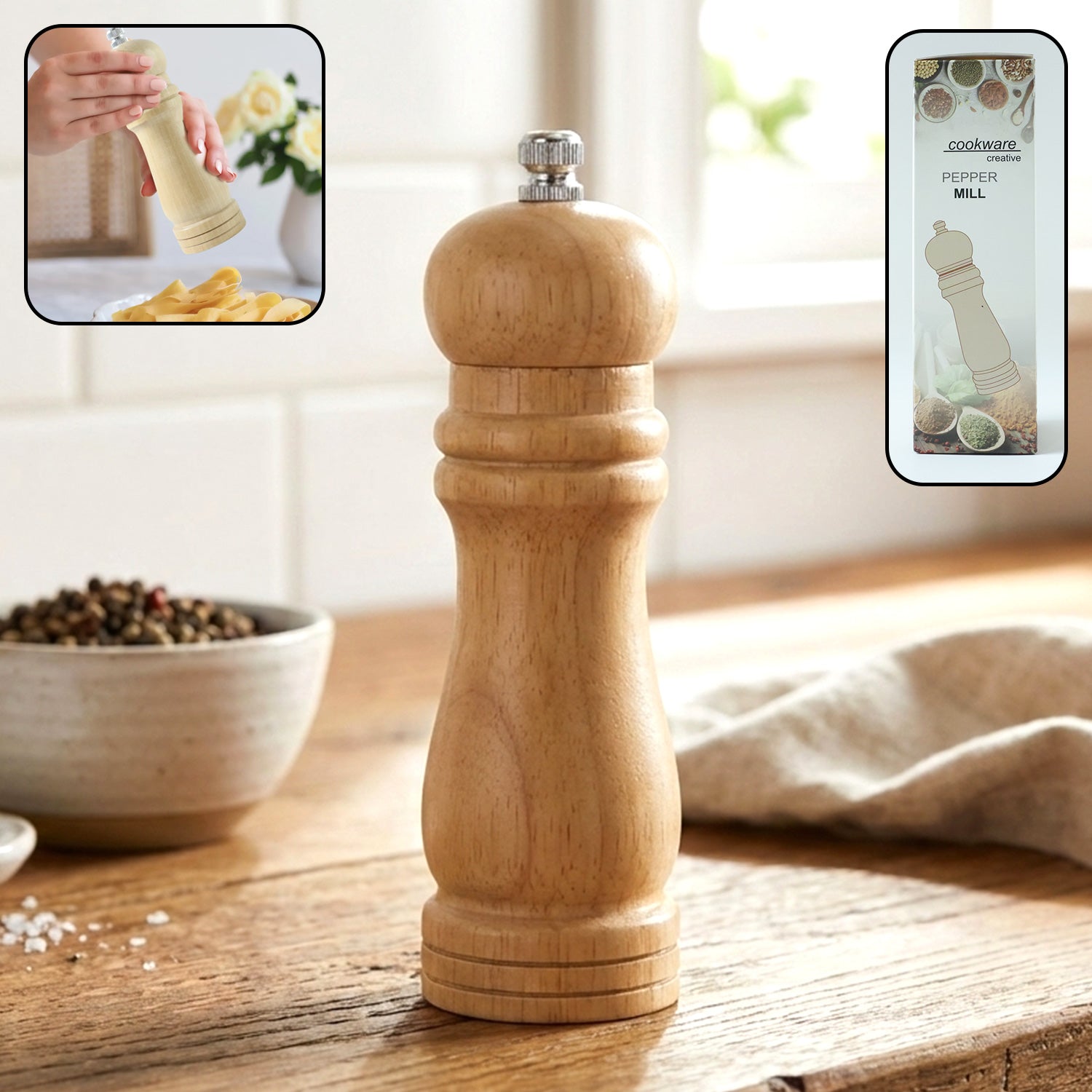 Classic Wooden Manual Pepper Grinding Mill