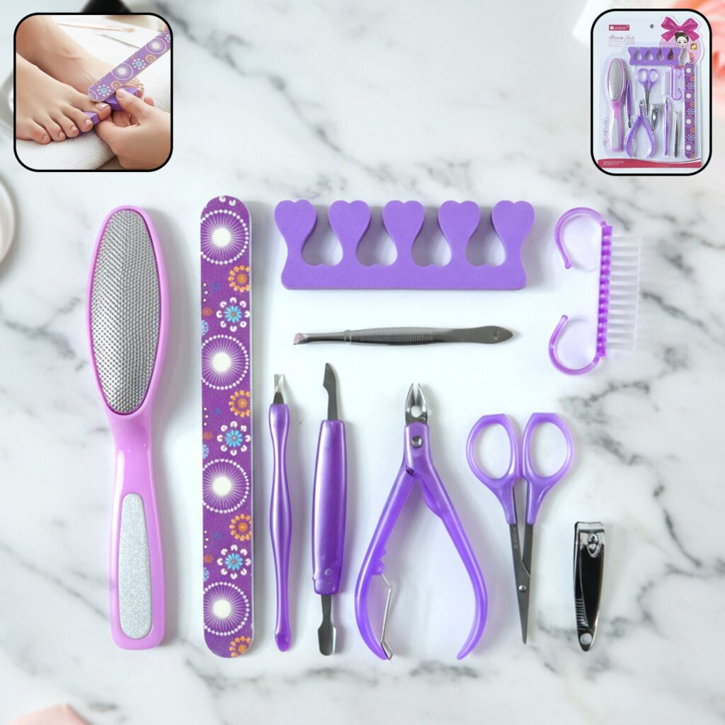 10 piece manicure and pedicure nail care tool set